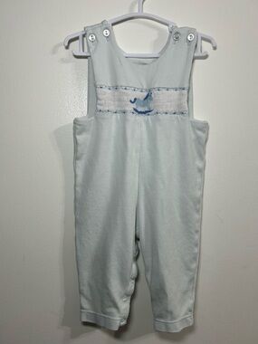 Lullaby Set Light Blue Smocked Baby Overall Romper